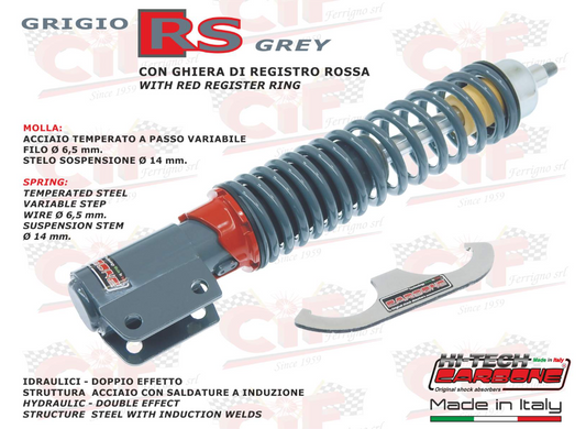 Αμορτισέρ εμπρός Carbone ρυθμιζόμενο γκρι για Vespa PE-PX-T5-LML